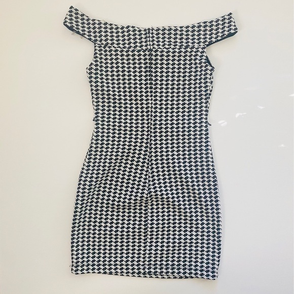 Teeze Me Houndstooth Off Shoulder Bodycon Dress - Picture 2 of 6